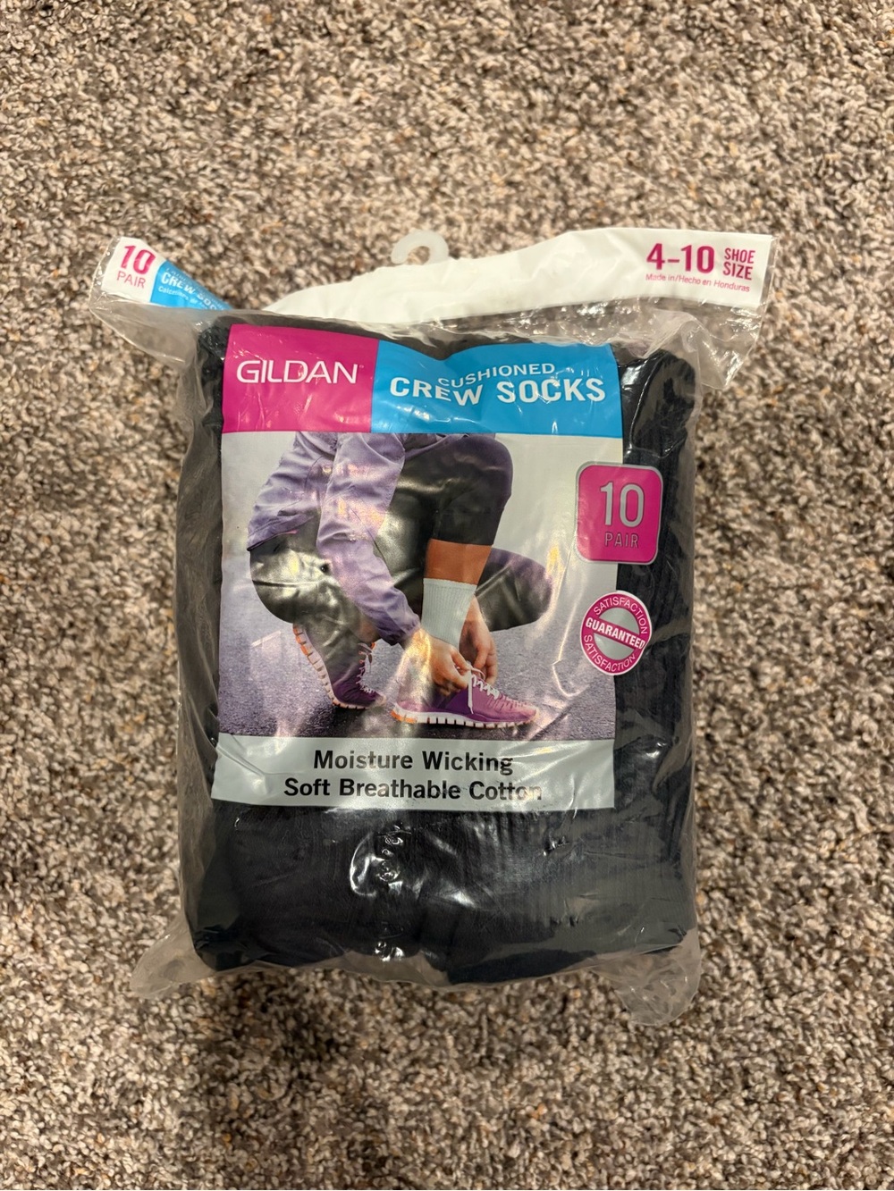Gildan Black Cushioned Crew Socks - 10 Pack